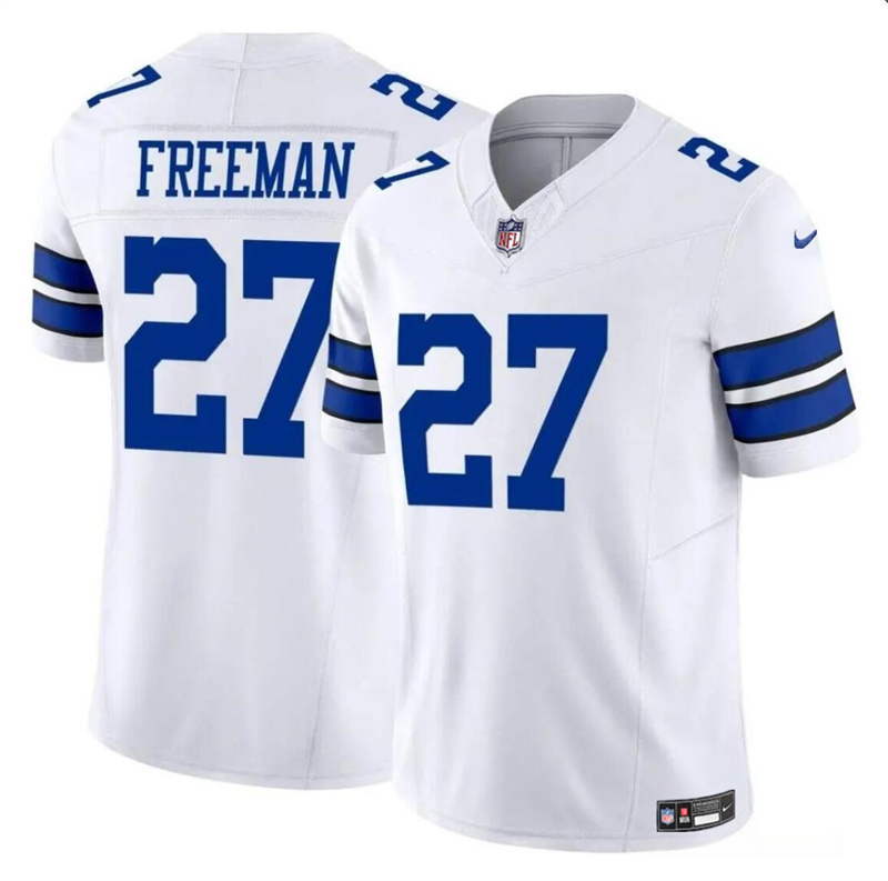 Men's Dallas Cowboys #27 Royce Freeman White 2023 F.U.S.E Vapor Limited Stitched Football Jersey Men's Dallas Cowboys #27 Royce Freeman White 2023 F.U.S.E Vapor Limited Stitched Football Jersey