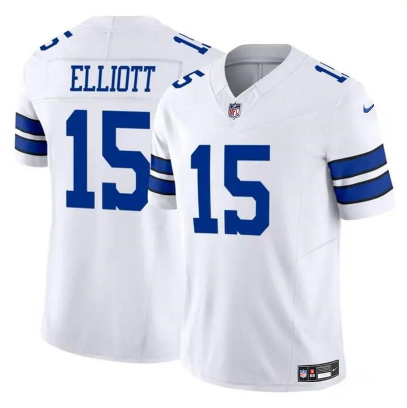 Men's Dallas Cowboys #15 Ezekiel Elliott White 2023 F.U.S.E Vapor Untouchable Limited Stitched Football Jersey Men's Dallas Cowboys #15 Ezekiel Elliott White 2023 F.U.S.E Vapor Untouchable Limited Stitched Football Jersey