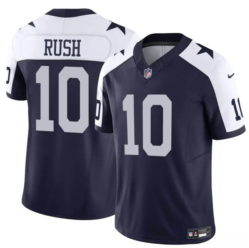 Men's Dallas Cowboys #10 Cooper Rush Navy/White Thanksgiving Vapor Untouchable Limited Stitched Football Jersey Men's Dallas Cowboys #10 Cooper Rush Navy/White Thanksgiving Vapor Untouchable Limited Stitched Football Jersey