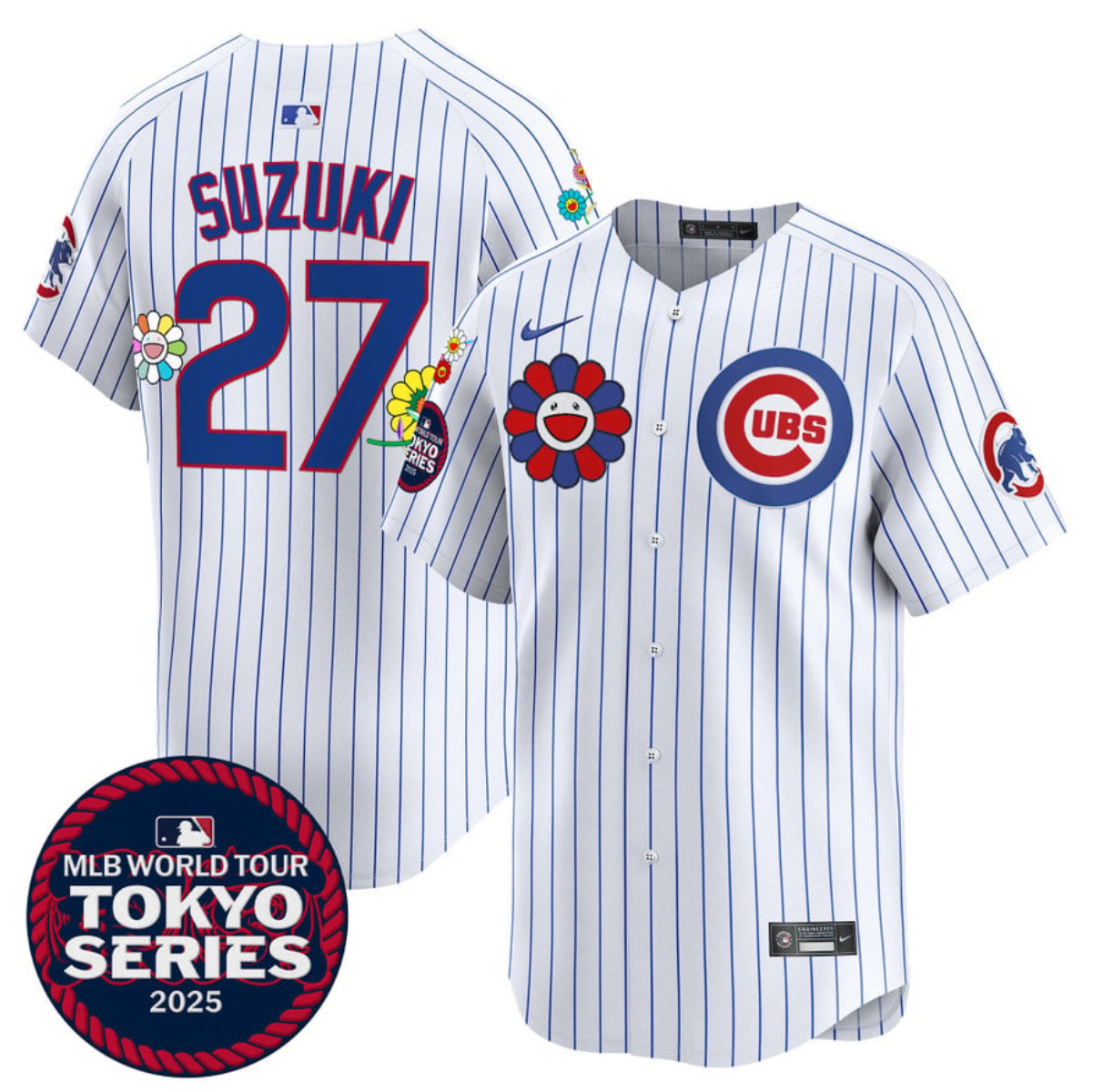 Men's Chicago Cubs #27 Seiya Suzuki White 2025 Tokyo Series Limited Stitched Baseball Jersey Men's Chicago Cubs #27 Seiya Suzuki White 2025 Tokyo Series Limited Stitched Baseball Jersey