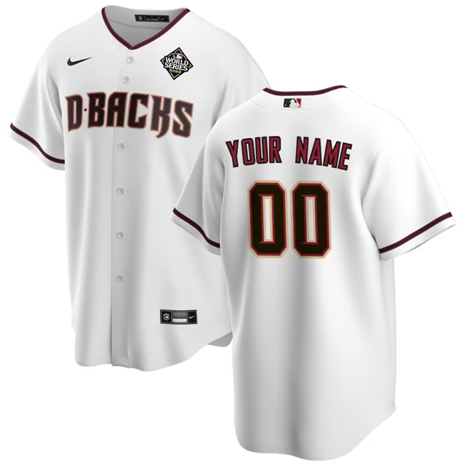 Men's Arizona Diamondbacks Customized White 2023 World Series Home Cool Base Stitched Baseball Jersey Men's Arizona Diamondbacks Customized White 2023 World Series Home Cool Base Stitched Baseball Jersey