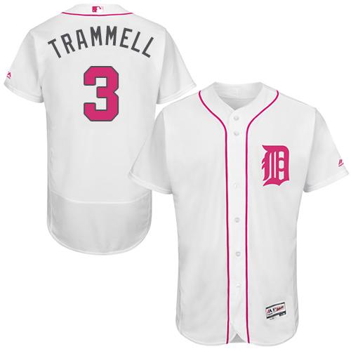 Tigers #3 Alan Trammell White Flexbase Authentic Collection Mother's Day Stitched MLB Jersey Tigers #3 Alan Trammell White Flexbase Authentic Collection Mother's Day Stitched MLB Jersey