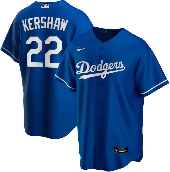 Men's Los Angeles Dodgers #22 Clayton Kershaw Blue MLB Cool Base Stitched Jersey Men's Los Angeles Dodgers #22 Clayton Kershaw Blue MLB Cool Base Stitched Jersey