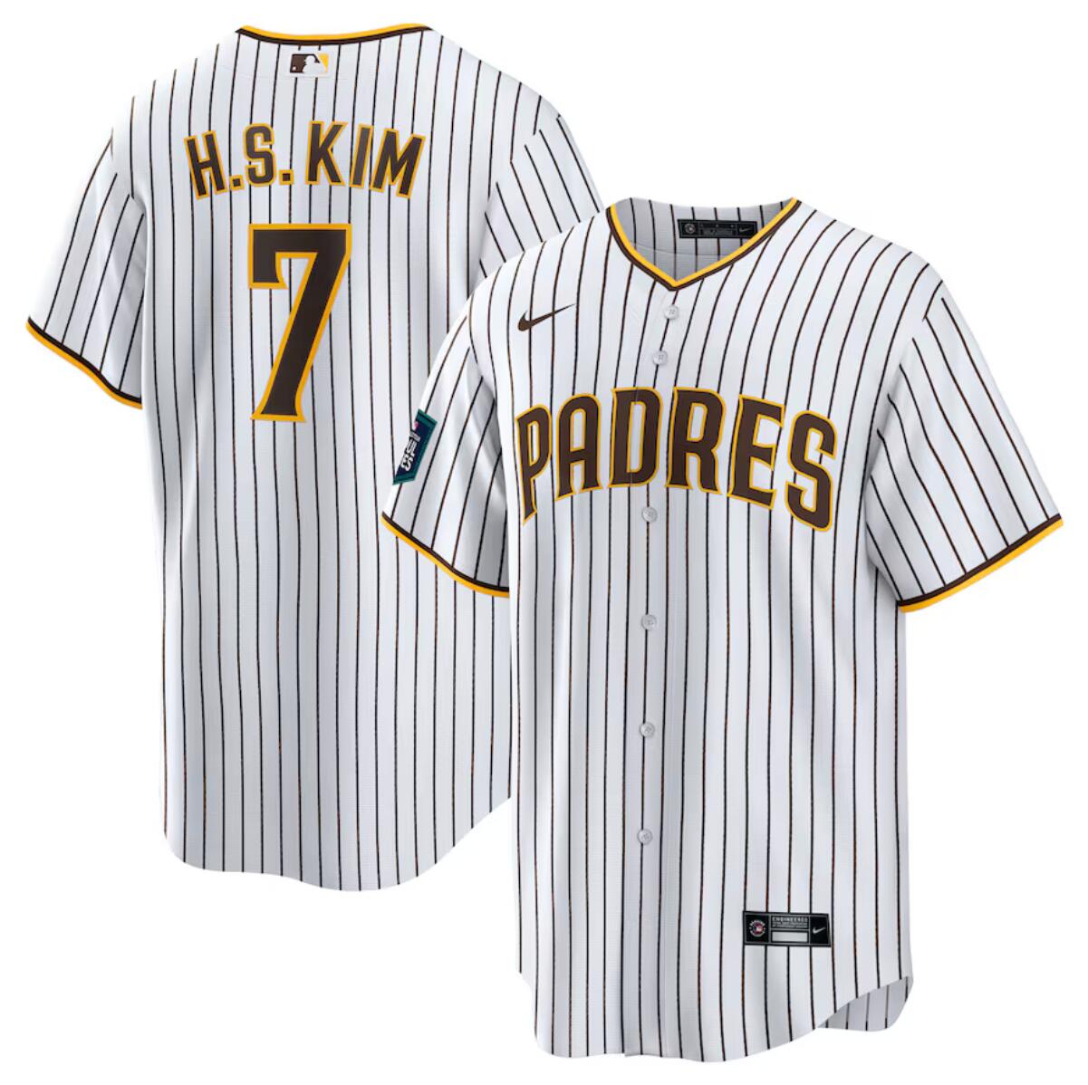Men's San Diego Padres #7 Ha Seong Kim White 2024 World Tour Seoul Series Home Stitched Baseball Jersey