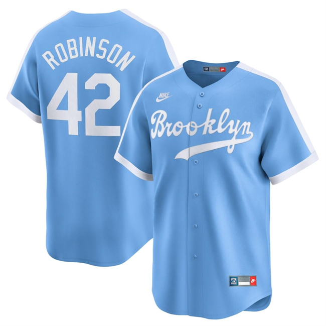 Men's Brooklyn Dodgers #42 Jackie Robinson Blue Throwback Cooperstown Collection Limited Stitched Baseball Jersey Men's Brooklyn Dodgers #42 Jackie Robinson Blue Throwback Cooperstown Collection Limited Stitched Baseball Jersey
