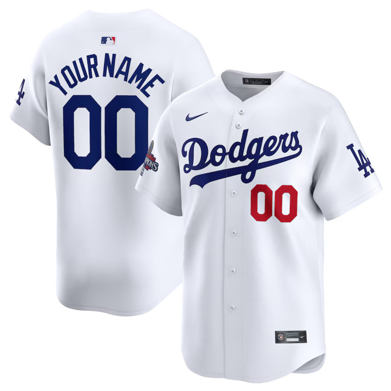 Men's Los Angeles Dodgers Active Player Custom White 2024 World Series Home Limited Stitched Baseball Jersey Men's Los Angeles Dodgers Active Player Custom White 2024 World Series Home Limited Stitched Baseball Jersey