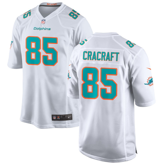 Men's Miami Dolphins #85 River Cracraft White Stitched Game Jersey Men's Miami Dolphins #85 River Cracraft White Stitched Game Jersey