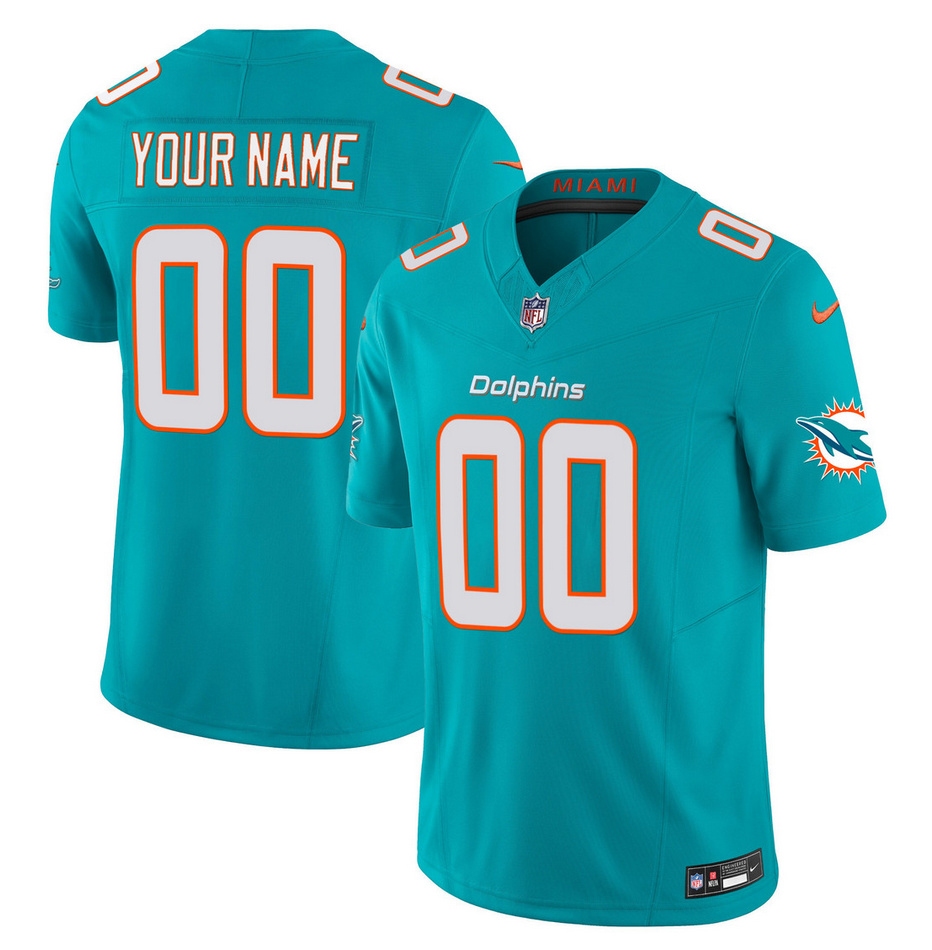 Men's Miami Dolphins Active Player Custom Aqua 2023 F.U.S.E Alternate Vapor Untouchable Limited Stitched Football Jersey