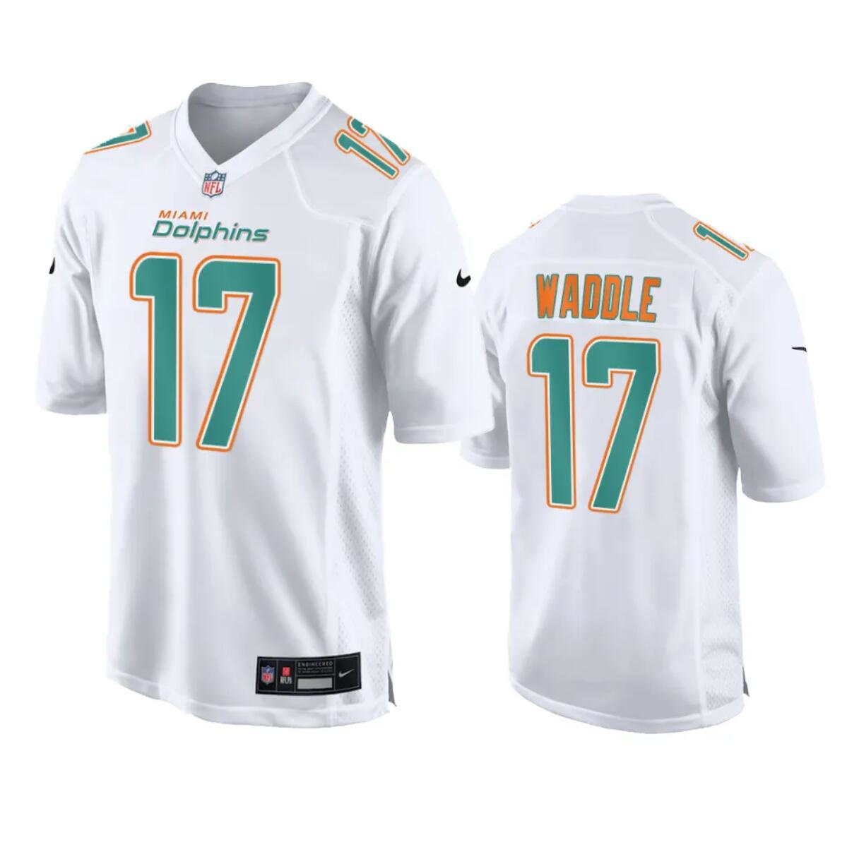 Men's Miami Dolphins #17 Jaylen Waddle White Fashion Vapor Untouchable Stitched Football Jersey Men's Miami Dolphins #17 Jaylen Waddle White Fashion Vapor Untouchable Stitched Football Jersey