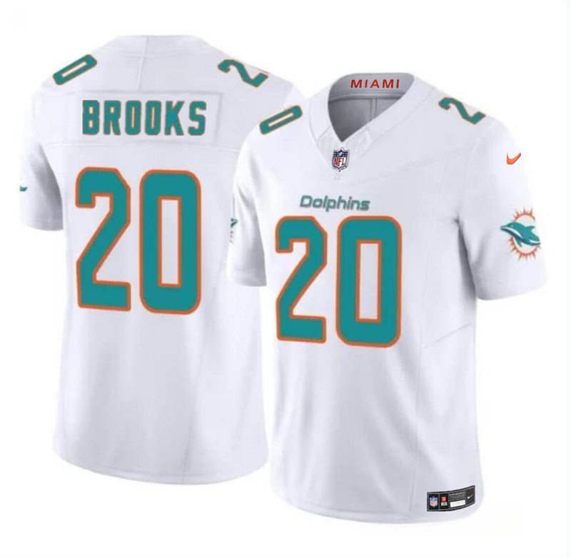 Men's Miami Dolphins #20 Jordyn Brooks White 2024 F.U.S.E Vapor Limited Stitched Football Jersey Men's Miami Dolphins #20 Jordyn Brooks White 2024 F.U.S.E Vapor Limited Stitched Football Jersey