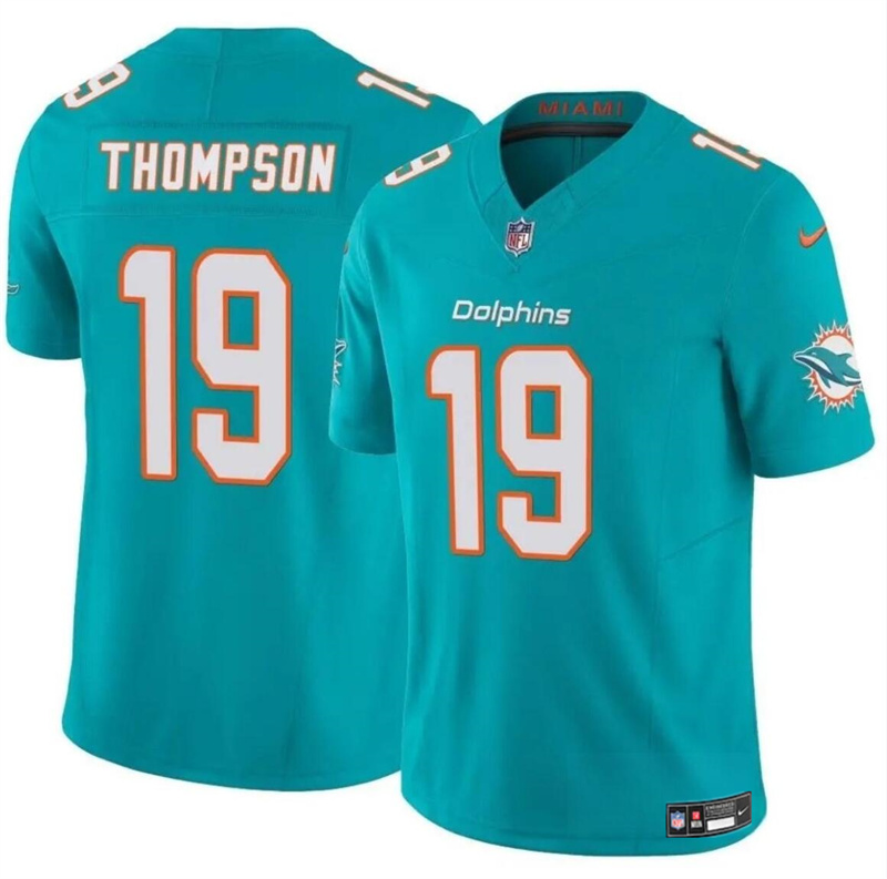 Men's Miami Dolphins #19 Skylar Thompson Aqua 2024 F.U.S.E Vapor Limited Stitched Football Jersey Men's Miami Dolphins #19 Skylar Thompson Aqua 2024 F.U.S.E Vapor Limited Stitched Football Jersey