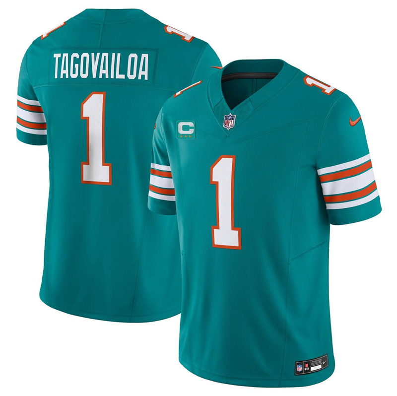 Men's Miami Dolphins #1 Tua Tagovailoa Aqua 2023 F.U.S.E Alternate With 3-Star C Patch Vapor Limited Stitched Football Jersey Men's Miami Dolphins #1 Tua Tagovailoa Aqua 2023 F.U.S.E Alternate With 3-Star C Patch Vapor Limited Stitched Football Jersey
