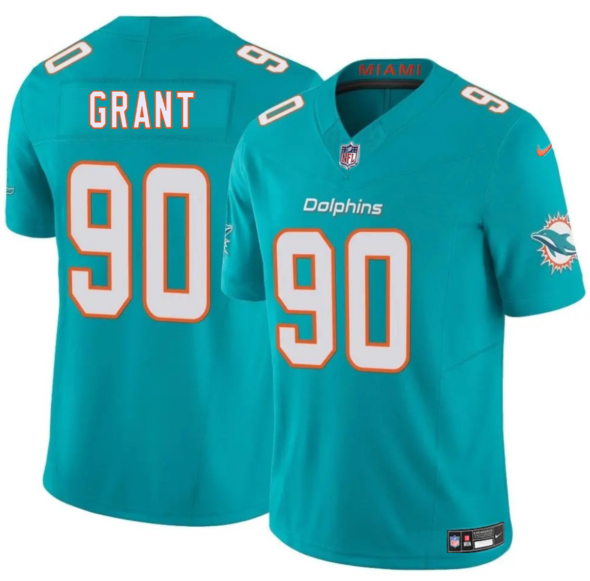 Men's Miami Dolphins #90 Kenneth Grant Aqua 2025 Draft F.U.S.E. Vapor Limited Stitched Football Jersey Men's Miami Dolphins #90 Kenneth Grant Aqua 2025 Draft F.U.S.E. Vapor Limited Stitched Football Jersey