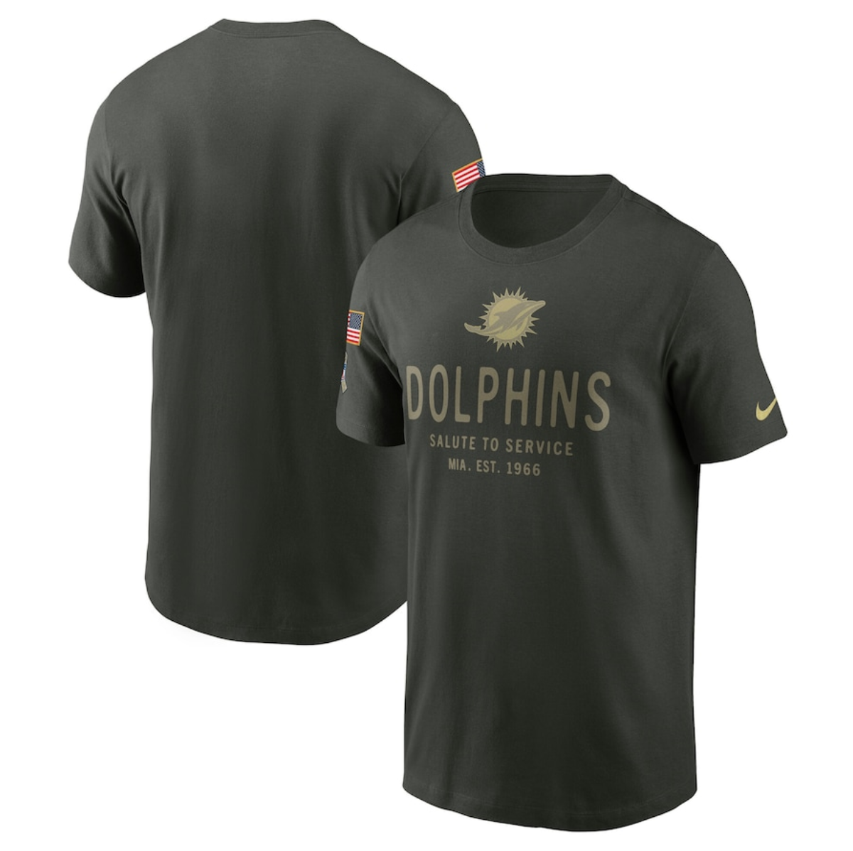 Men's Miami Dolphins Forest Green 2025 Salute to Service Sideline Primary Edge Dri-FIT T-Shirt