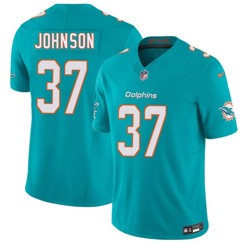 Men's Miami Dolphins #37 Isaiah Johnson Aqua 2026 F.U.S.E. Vapor Limited Stitched Football Jersey
