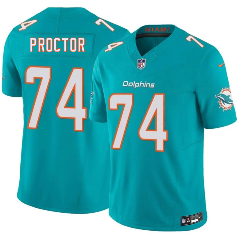 Men's Miami Dolphins #74 Kayden Proctor Aqua 2026 Draft F.U.S.E. Vapor Limited Stitched Football Jersey