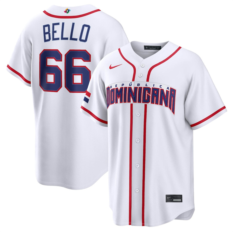 Men's Dominican Republic Baseball #66 Brayan Bello White 2026 World Baseball Classic Home Stadium Stitched Jersey Men's Dominican Republic Baseball #66 Brayan Bello White 2026 World Baseball Classic Home Stadium Stitched Jersey