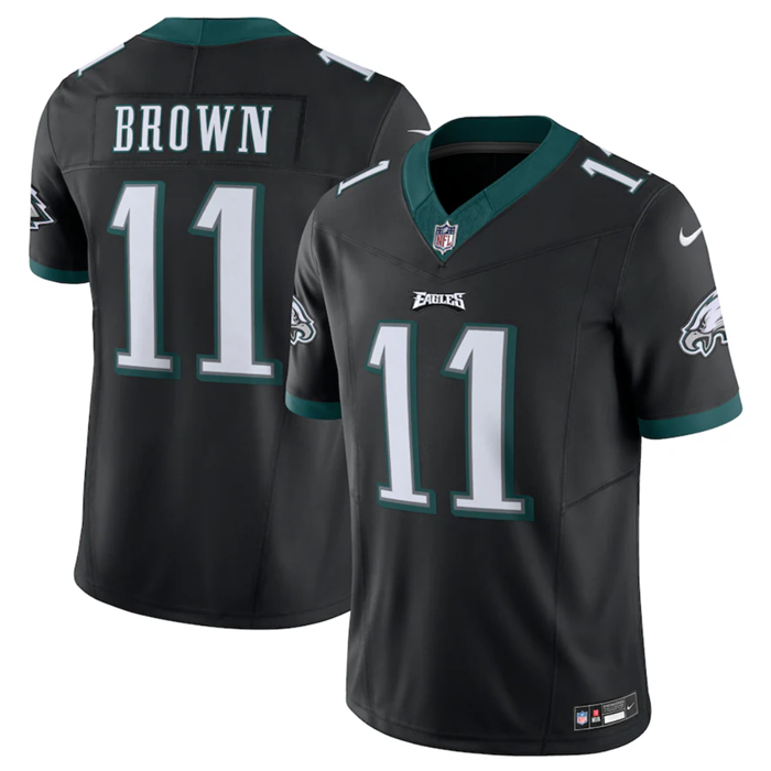 Men's Philadelphia Eagles #11 A.J. Brown Black 2023 F.U.S.E. Vapor Untouchable Limited Stitched Football Jersey Men's Philadelphia Eagles #11 A.J. Brown Black 2023 F.U.S.E. Vapor Untouchable Limited Stitched Football Jersey