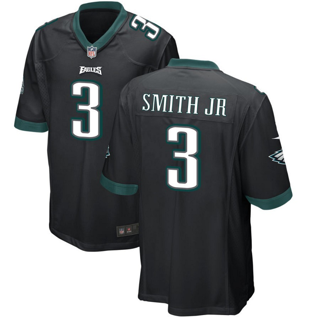 Men's Philadelphia Eagles #3 Nolan Smith JR Black 2023 Draft Stitched Game Jersey Men's Philadelphia Eagles #3 Nolan Smith JR Black 2023 Draft Stitched Game Jersey