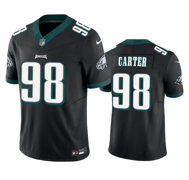 Men's Philadelphia Eagles #98 Jalen Carter Black 2023 F.U.S.E. Vapor Untouchable Limited Stitched Football Jersey Men's Philadelphia Eagles #98 Jalen Carter Black 2023 F.U.S.E. Vapor Untouchable Limited Stitched Football Jersey