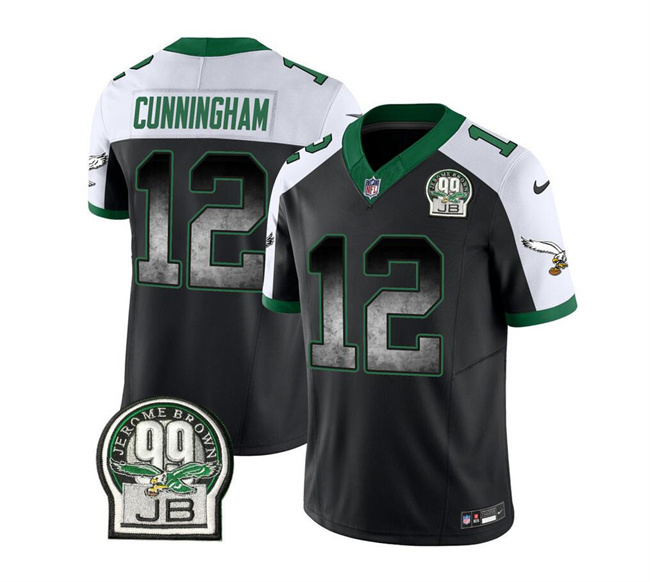 Men's Philadelphia Eagles #12 Randall Cunningham Black/White 2023 F.U.S.E. Throwback Vapor Untouchable Limited Stitched Football Jersey Men's Philadelphia Eagles #12 Randall Cunningham Black/White 2023 F.U.S.E. Throwback Vapor Untouchable Limited Stitched Football Jersey