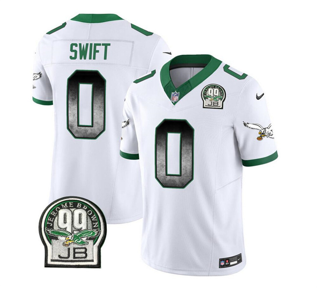 Men's Philadelphia Eagles #0 D'Andre Swift White 2023 F.U.S.E. Throwback Vapor Untouchable Limited Stitched Football Jersey
