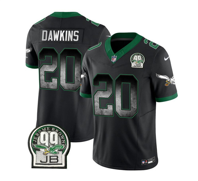 Men's Philadelphia Eagles #20 Brian Dawkins Black/White 2023 F.U.S.E. Throwback Vapor Untouchable Limited Stitched Football Jersey