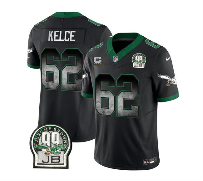 Men's Philadelphia Eagles #62 Jason Kelce Black 2023 F.U.S.E. With 4-star C Patch Throwback Vapor Untouchable Limited Stitched Football Jersey Men's Philadelphia Eagles #62 Jason Kelce Black 2023 F.U.S.E. With 4-star C Patch Throwback Vapor Untouchable Limited Stitched Football Jersey
