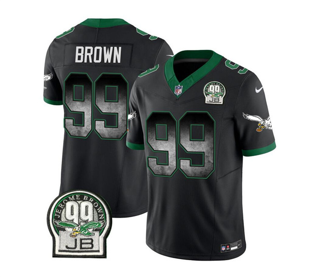 Men's Philadelphia Eagles #99 Jerome Brown Black 2023 F.U.S.E. Throwback Vapor Untouchable Limited Stitched Football Jersey Men's Philadelphia Eagles #99 Jerome Brown Black 2023 F.U.S.E. Throwback Vapor Untouchable Limited Stitched Football Jersey