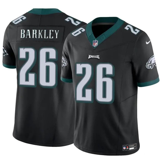 Men's Philadelphia Eagles #26 Saquon Barkley Black 2023 F.U.S.E. Vapor Untouchable Limited Stitched Football Jersey Men's Philadelphia Eagles #26 Saquon Barkley Black 2023 F.U.S.E. Vapor Untouchable Limited Stitched Football Jersey