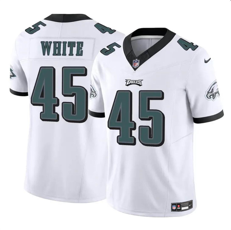 Men's Philadelphia Eagles #45 Devin White White 2023 F.U.S.E Vapor Untouchable Limited Stitched Football Jersey Men's Philadelphia Eagles #45 Devin White White 2023 F.U.S.E Vapor Untouchable Limited Stitched Football Jersey