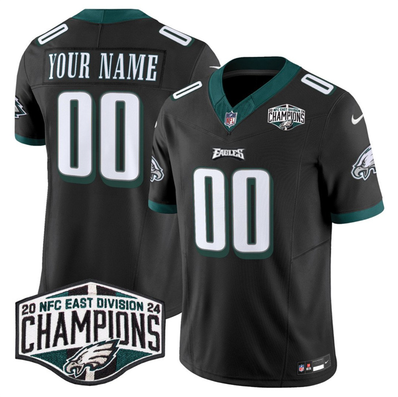 Men's Philadelphia Eagles Active Player Custom Black 2024 NFC East Champions F.U.S.E. Vapor Untouchable Limited Stitched Football Jersey Men's Philadelphia Eagles Active Player Custom Black 2024 NFC East Champions F.U.S.E. Vapor Untouchable Limited Stitched Football Jersey