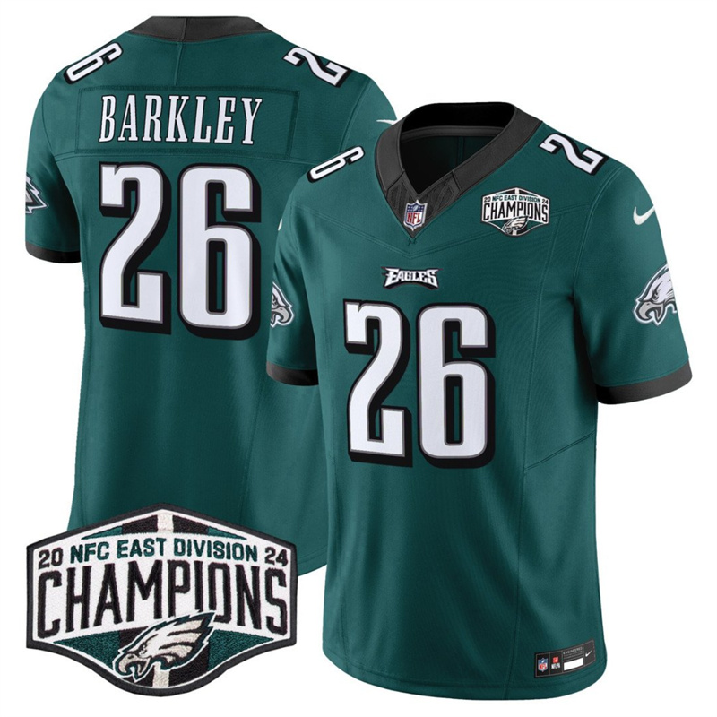 Men's Philadelphia Eagles #26 Saquon Barkley Green 2024 NFC East Champions F.U.S.E. Vapor Untouchable Limited Stitched Football Jersey Men's Philadelphia Eagles #26 Saquon Barkley Green 2024 NFC East Champions F.U.S.E. Vapor Untouchable Limited Stitched Football Jersey