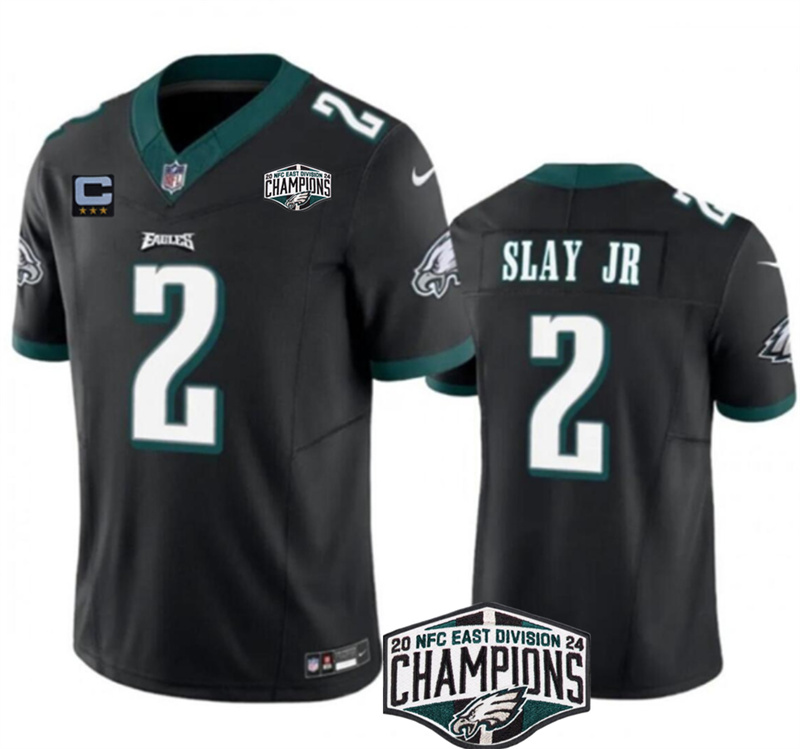 Men's Philadelphia Eagles #2 Darius Slay JR Black 2024 NFC East Champions With 3-Star C Patch F.U.S.E. Vapor Untouchable Limited Stitched Football Jersey Men's Philadelphia Eagles #2 Darius Slay JR Black 2024 NFC East Champions With 3-Star C Patch F.U.S.E. Vapor Untouchable Limited Stitched Football Jersey