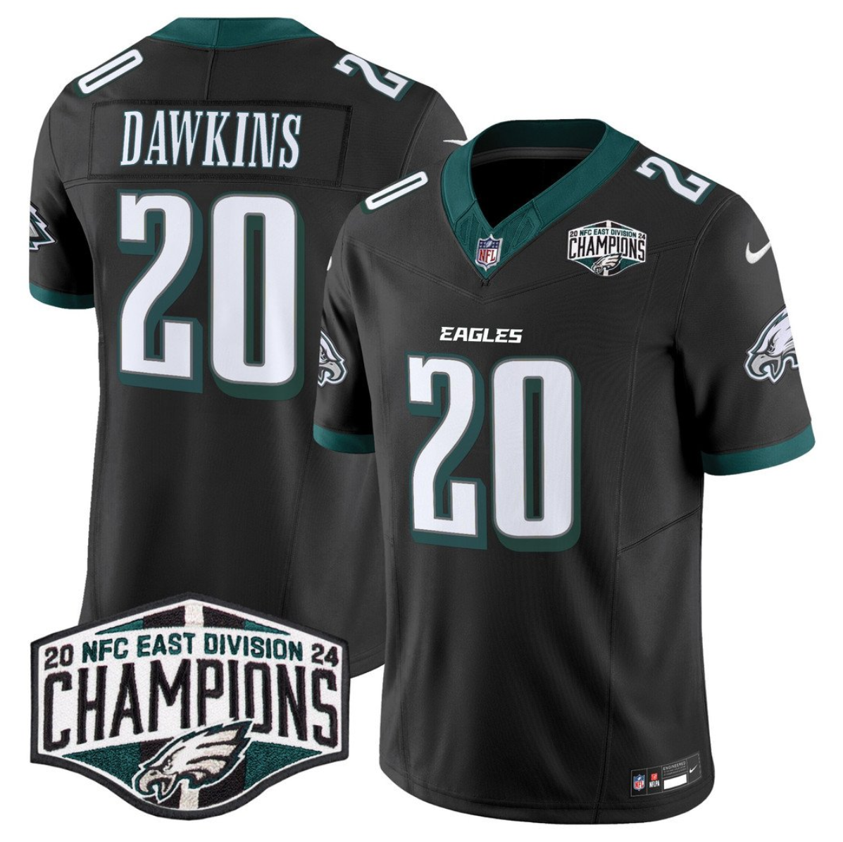 Men's Philadelphia Eagles #20 Brian Dawkins Black 2024 New NFC East Champions F.U.S.E. Vapor Untouchable Limited Stitched Football Jersey Men's Philadelphia Eagles #20 Brian Dawkins Black 2024 New NFC East Champions F.U.S.E. Vapor Untouchable Limited Stitched Football Jersey