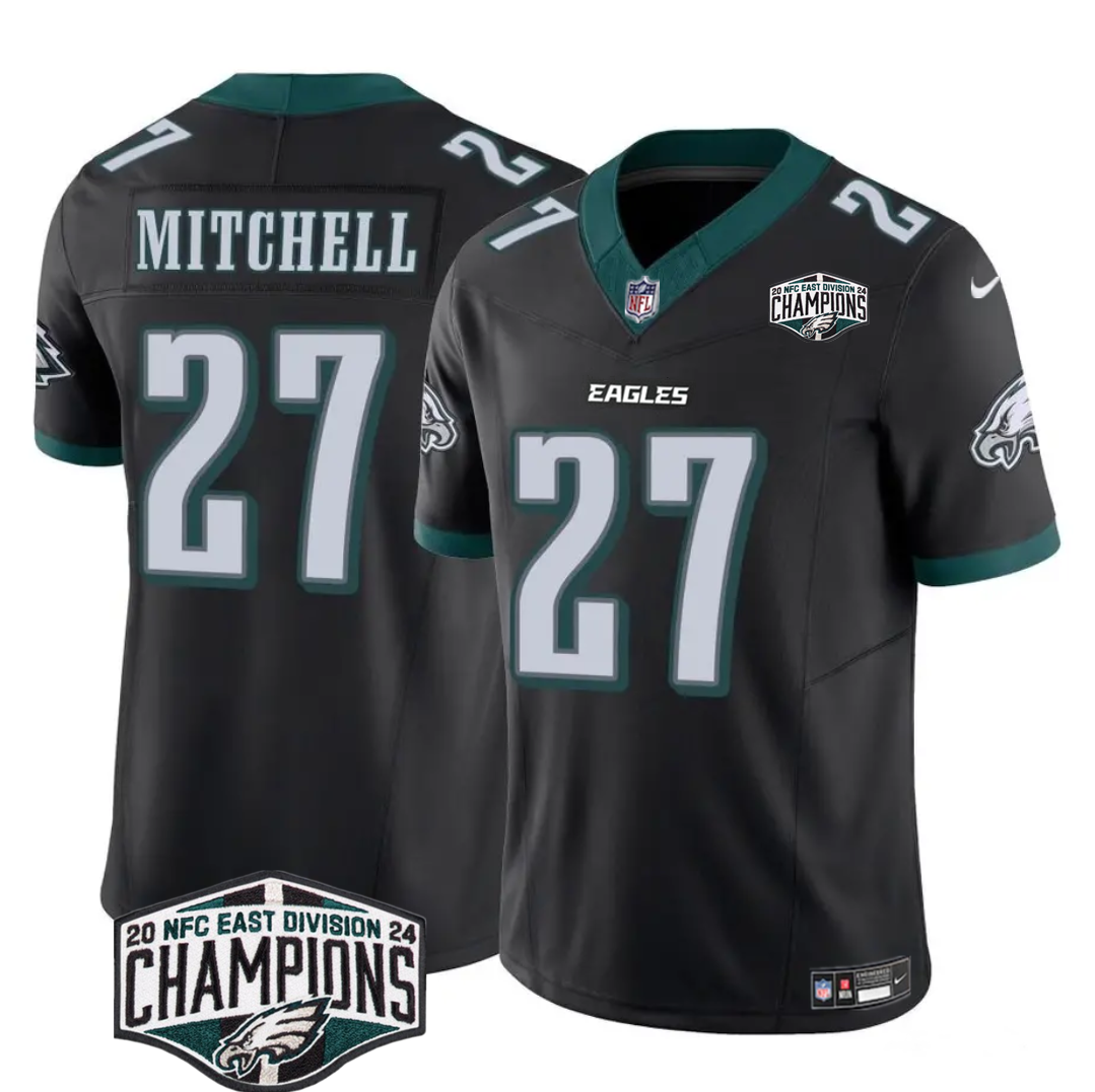 Men's Philadelphia Eagles #27 Quinyon Mitchell Black 2024 NFC East Champions F.U.S.E. Vapor Untouchable Limited Stitched Football Jersey