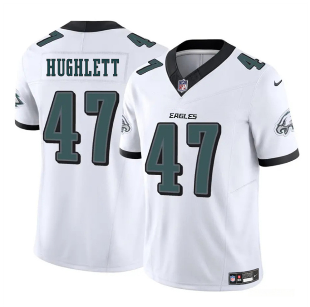 Men's Philadelphia Eagles #47 Charley Hughlett White 2024 New F.U.S.E. Vapor Untouchable Limited Stitched Football Jersey