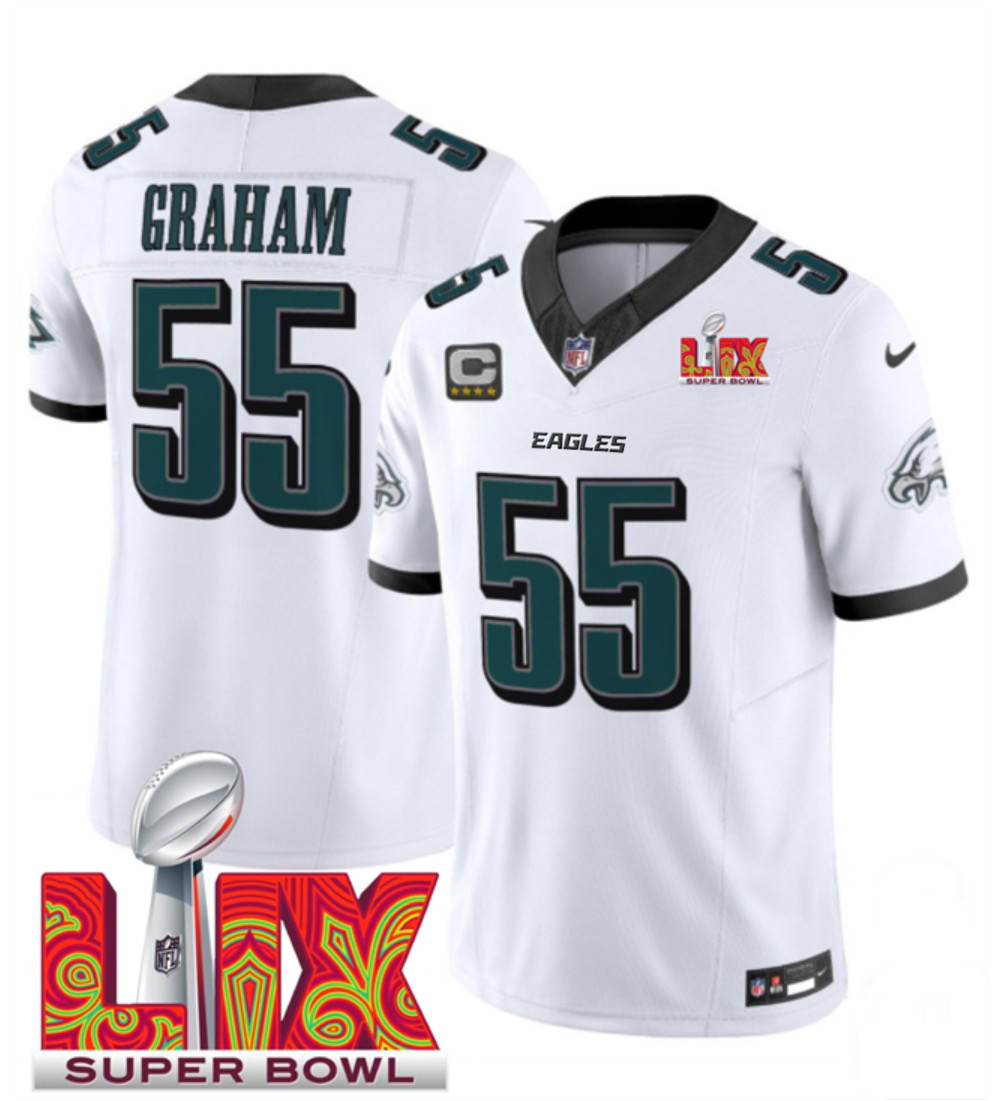 Men's Philadelphia Eagles #55 Brandon Graham White F.U.S.E. 24/25 Super Bowl LIX Vapor Untouchable Limited Stitched Football Jersey Men's Philadelphia Eagles #55 Brandon Graham White F.U.S.E. 24/25 Super Bowl LIX Vapor Untouchable Limited Stitched Football Jersey