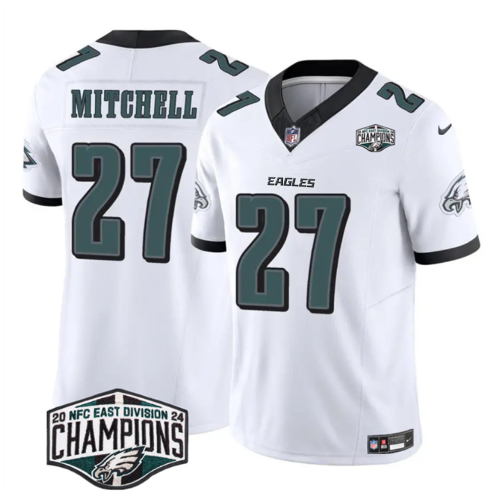 Men's Philadelphia Eagles #27 Quinyon Mitchell White 2024 New NFC East Champions F.U.S.E. Vapor Untouchable Limited Stitched Football Jersey