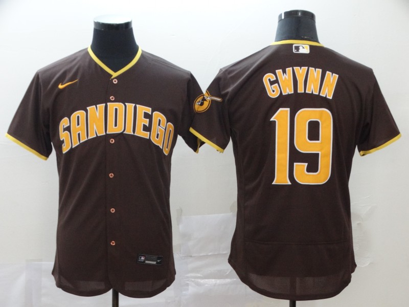Men's San Diego Padres #19 Tony Gwynn Coffee Flex Base Stitched MLB Jersey Men's San Diego Padres #19 Tony Gwynn Coffee Flex Base Stitched MLB Jersey