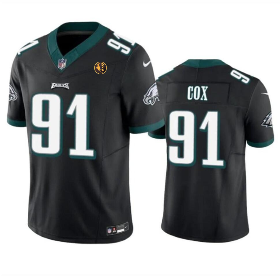 Men's Philadelphia Eagles #91 Fletcher Cox Black 2023 F.U.S.E. With John Madden Patch Vapor Limited Stitched Football Jersey Men's Philadelphia Eagles #91 Fletcher Cox Black 2023 F.U.S.E. With John Madden Patch Vapor Limited Stitched Football Jersey