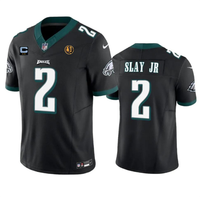 Men's Philadelphia Eagles #2 Darius Slay JR Black 2023 F.U.S.E. With 1-star C Patch And John Madden Patch Vapor Limited Stitched Football Jersey Men's Philadelphia Eagles #2 Darius Slay JR Black 2023 F.U.S.E. With 1-star C Patch And John Madden Patch Vapor Limited Stitched Football Jersey