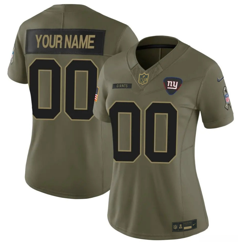 Women's New York Giants Active Player Custom Olive 2025 F.U.S.E. Salute to Service Limited Stitched Football Jersey(Run Small)