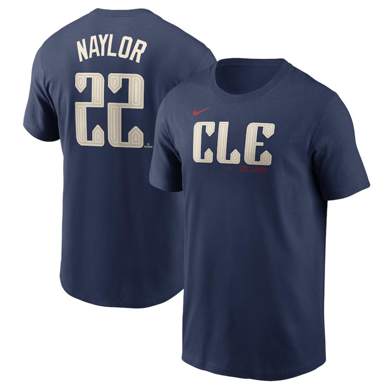 Men's Cleveland Guardians #22 Josh Naylor Navy 2024 City Connect Name & Number T-Shirt Men's Cleveland Guardians #22 Josh Naylor Navy 2024 City Connect Name & Number T-Shirt