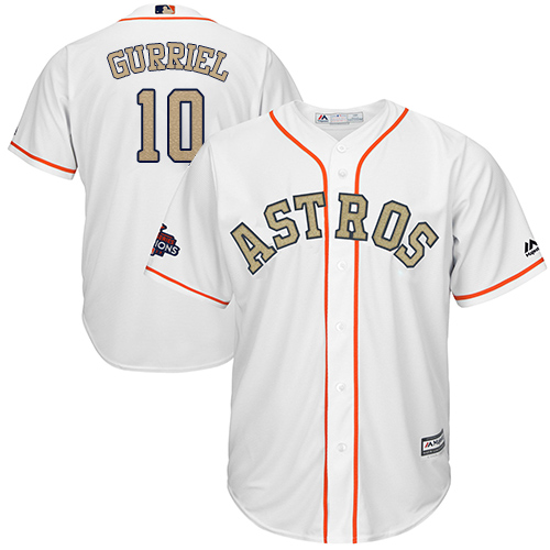 Astros #10 Yuli Gurriel White 2018 Gold Program Cool Base Stitched MLB Jersey Astros #10 Yuli Gurriel White 2018 Gold Program Cool Base Stitched MLB Jersey