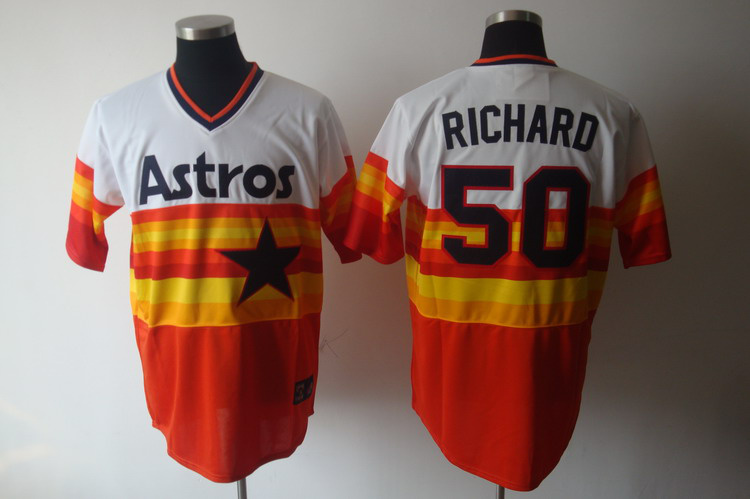 Mitchell and Ness Astros #50 J.R. Richard White/Orange Stitched Throwback MLB Jersey Mitchell and Ness Astros #50 J.R. Richard White/Orange Stitched Throwback MLB Jersey