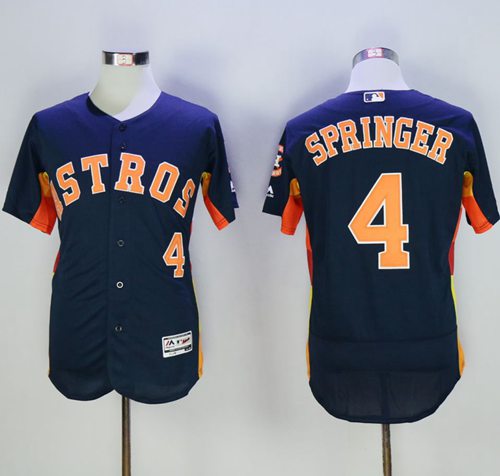 Astros #4 George Springer Navy Blue Flexbase Authentic Collection Stitched MLB Jersey Astros #4 George Springer Navy Blue Flexbase Authentic Collection Stitched MLB Jersey