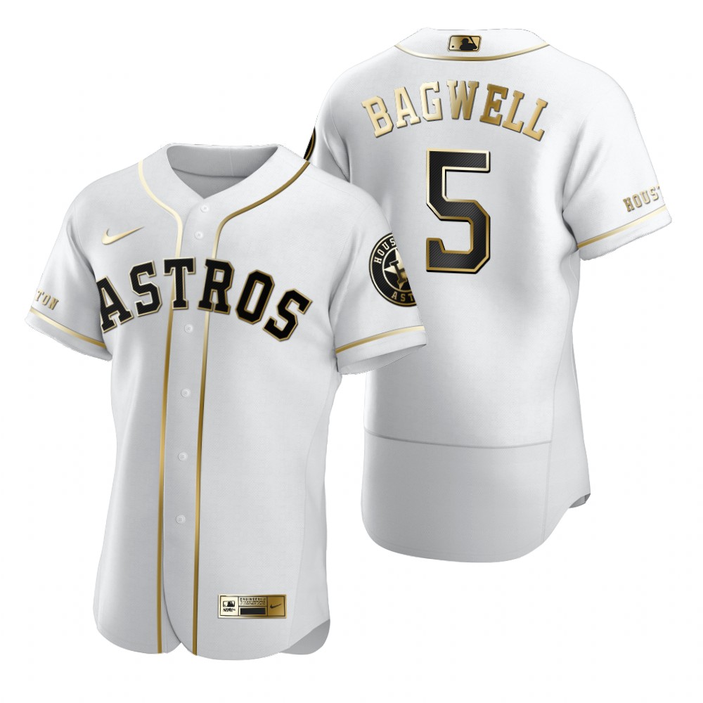Houston Astros #5 Jeff Bagwell White Nike Men's Authentic Golden Edition MLB Jersey Houston Astros #5 Jeff Bagwell White Nike Men's Authentic Golden Edition MLB Jersey