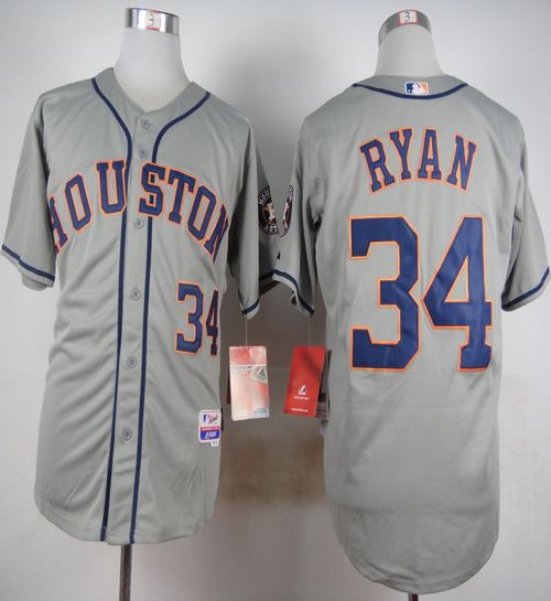 Astros #34 Nolan Ryan Grey Cool Base Stitched MLB Jersey Astros #34 Nolan Ryan Grey Cool Base Stitched MLB Jersey