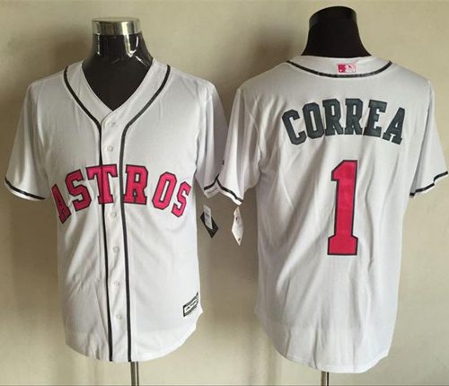 Astros #1 Carlos Correa White New Cool Base Mother's Day Stitched MLB Jersey Astros #1 Carlos Correa White New Cool Base Mother's Day Stitched MLB Jersey